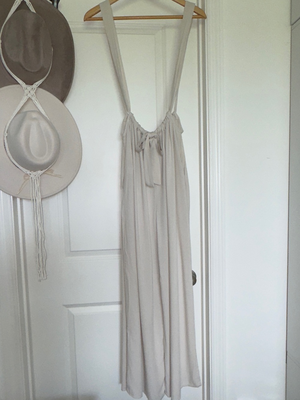 Zenana Sand Beige Wide-Leg Suspender Jumpsuit Overalls NWT Sizes S, M, L